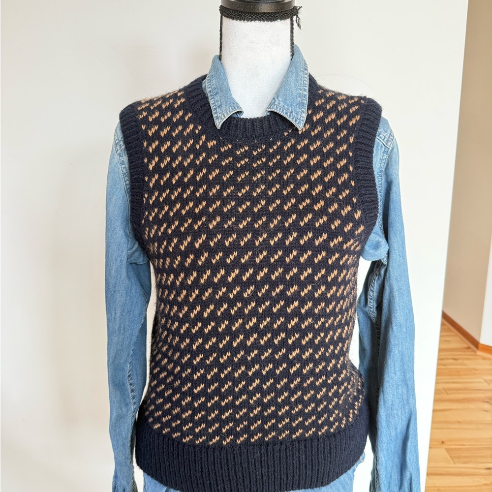 Tory Burch navy and light Brown Knit Sweater Vest - Picture 5 of 9
